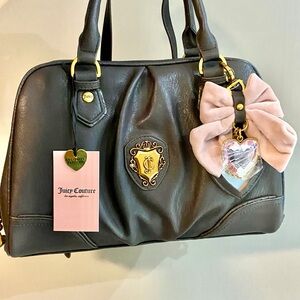 Juicy Couture Black Satchel with Pink Bow and Heart Charm